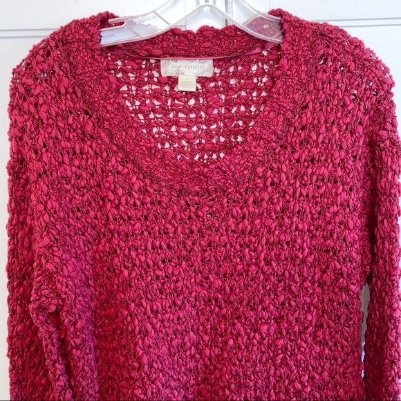 Band of Gypsies | Open Knit Sweater Red Crop Small - Picture 7 of 13